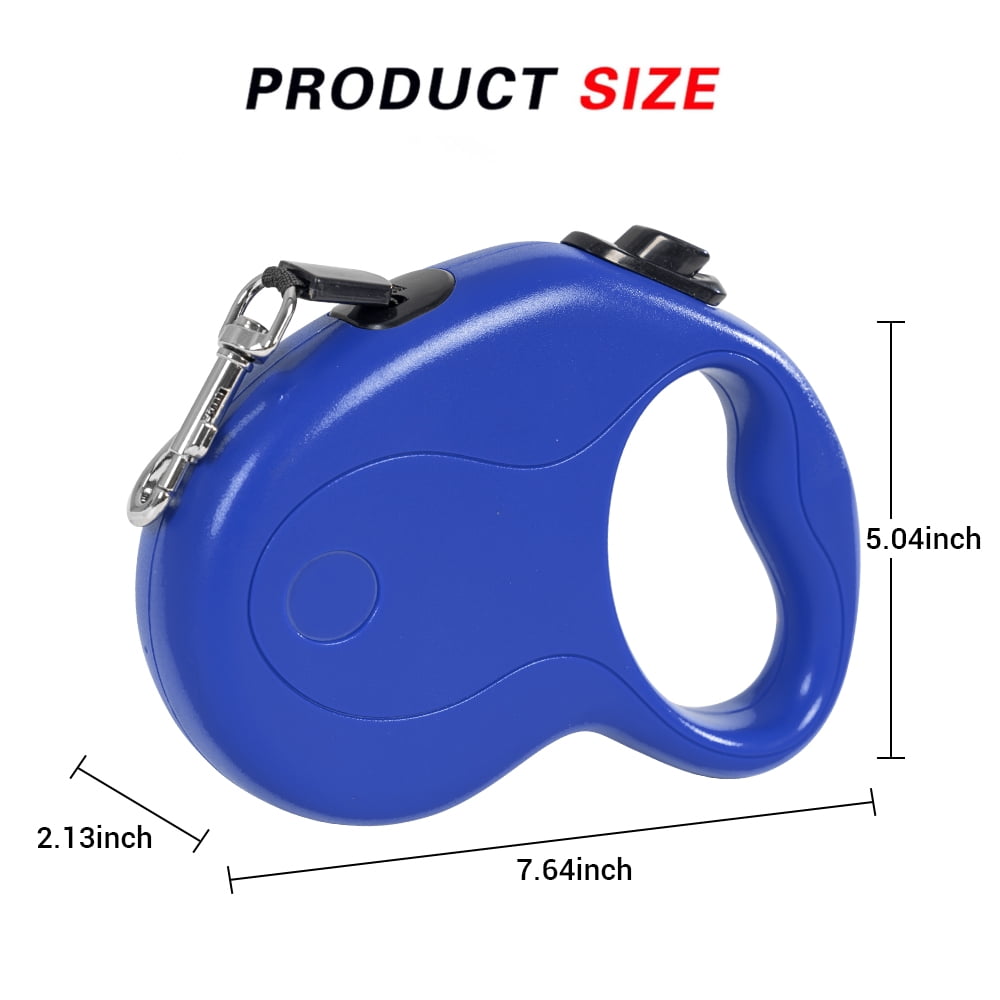 16ft Retractable Dog Leash with Anti-Slip Handle & Hand Brake Heavy Duty Durable Pet Leash Blue