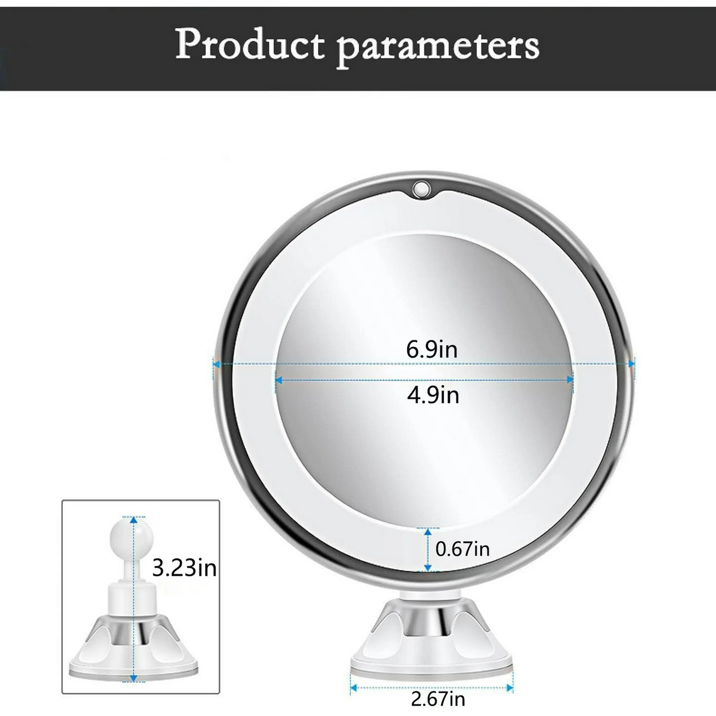 10X Magnifying Lighted Makeup Mirror 360° Rotation with Strong Suction Cup