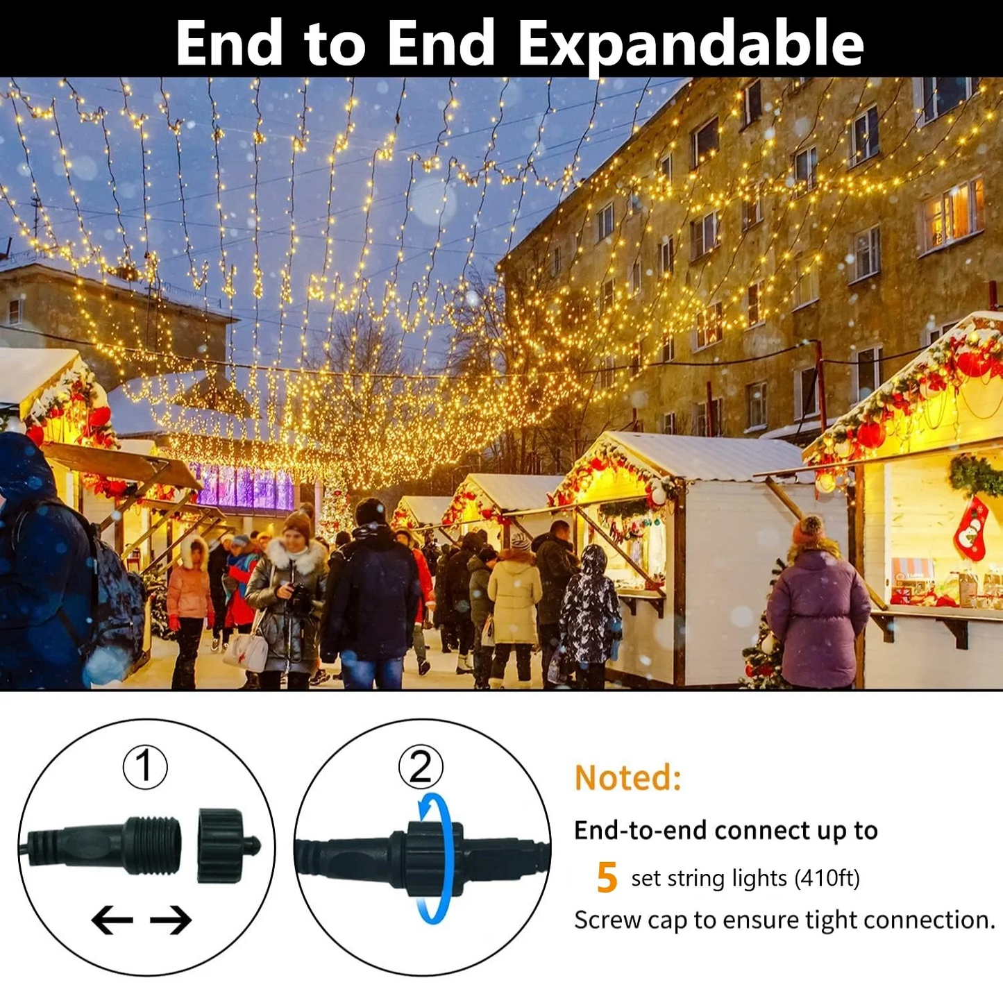 82Ft 200pcs Christmas String Lights LED Twinkle Cluster Lights with 8 Modes Function for Christmas Warm White