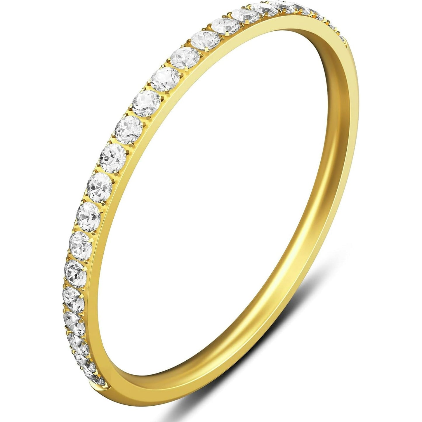 2-Pack 14K Gold Plated Stacking Rings for Women, Cubic Zirconia Simulated Diamond Ring Stack for Women