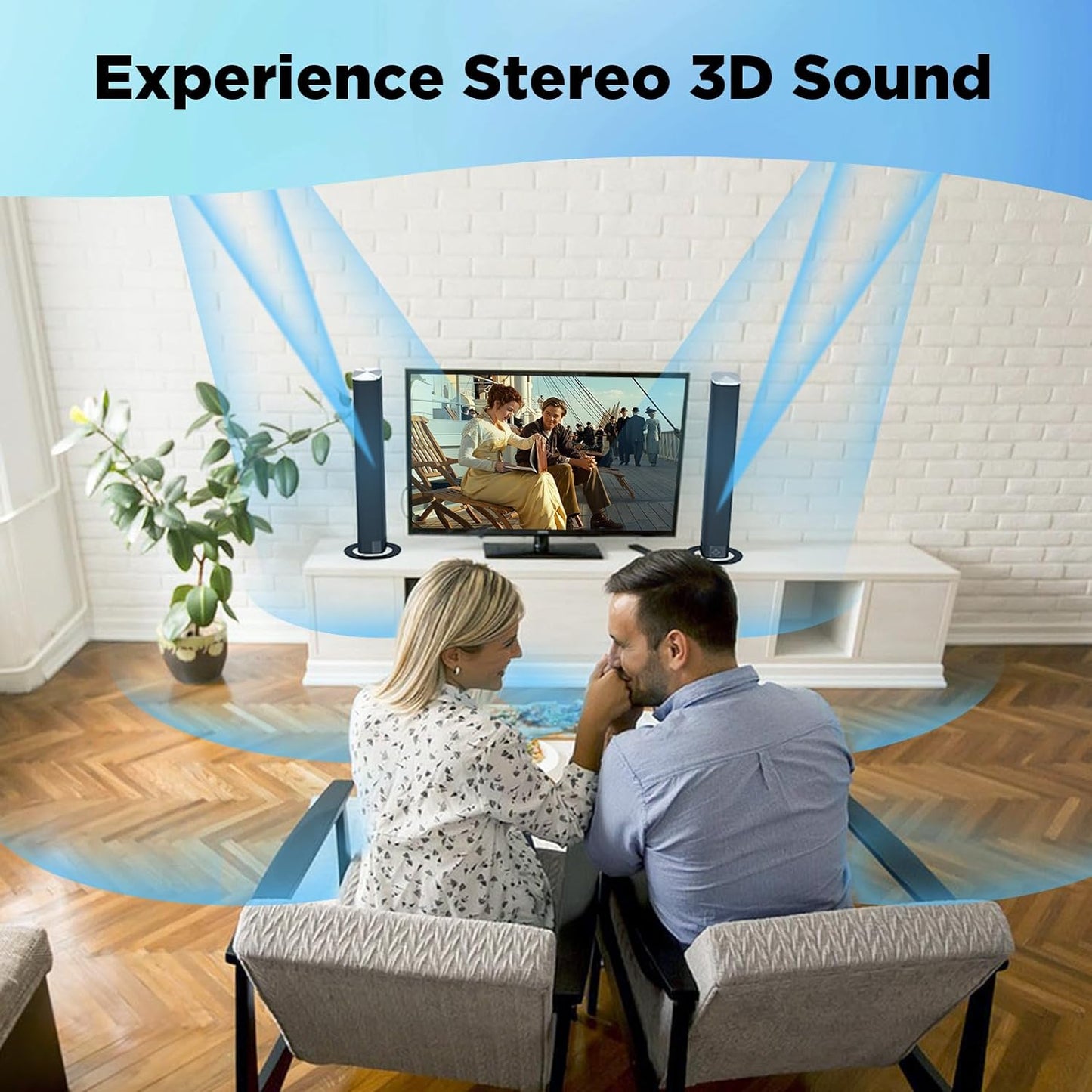 Sound Bar, 50W Sound Bars for TV, 5.0 Bluetooth TV Sound bar, Wired & Wireless Soundbar, HDMI- ARC/Optical/AUX Connection, Separable Soundbar 32 inch
