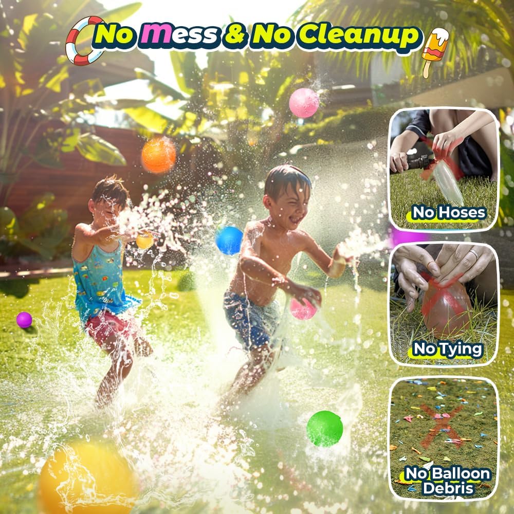 Reusable Water Balloons 12-Pack – Outdoor Splash Toys for Kids Ages 3-12
