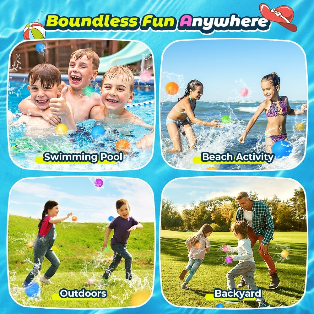 Reusable Water Balloons 12-Pack – Outdoor Splash Toys for Kids Ages 3-12