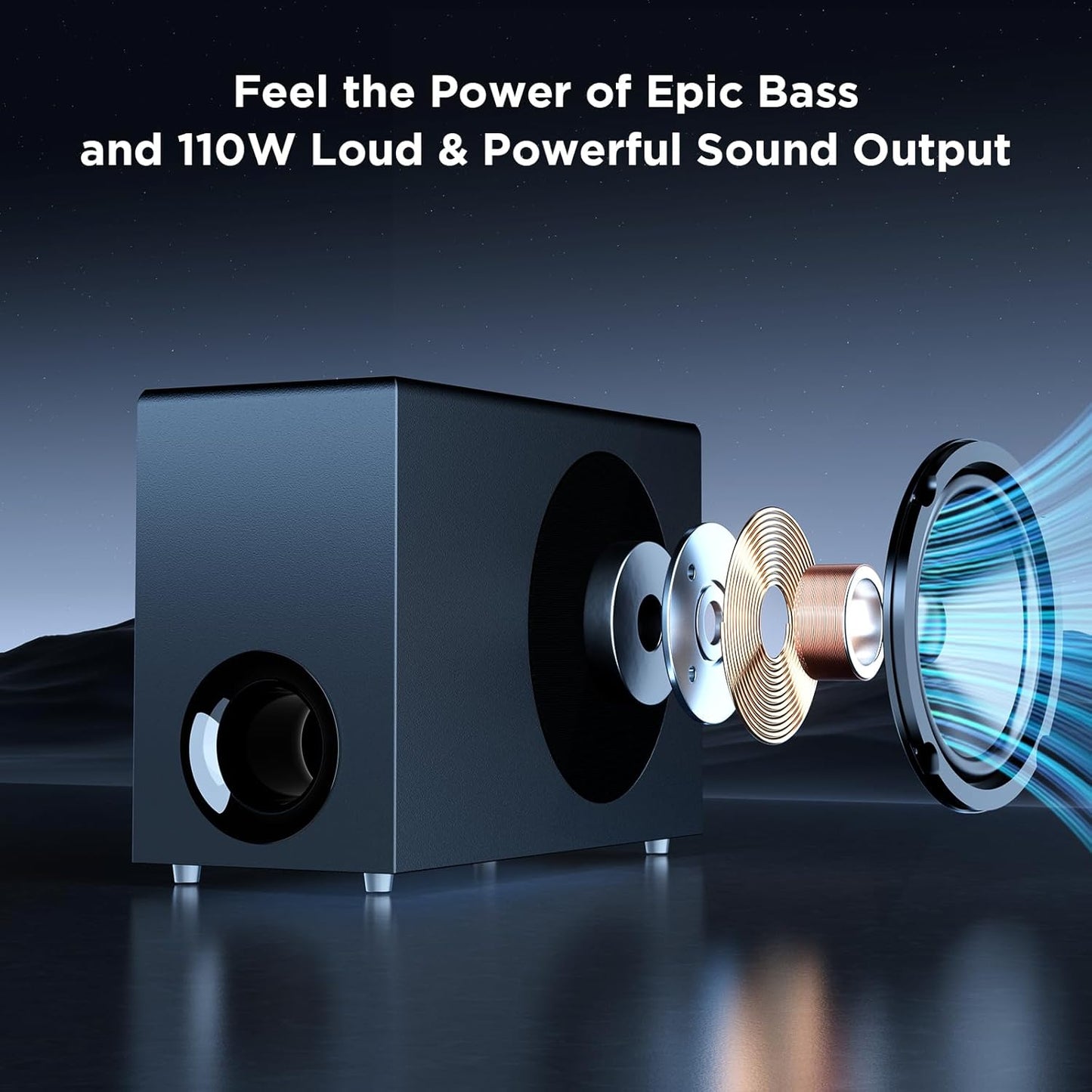 Sound Bar for TV with Big Powerful 110W Subwoofer Deep Bass Bluetooth 5.4 ARC Optical AUX Bluetooth Connect