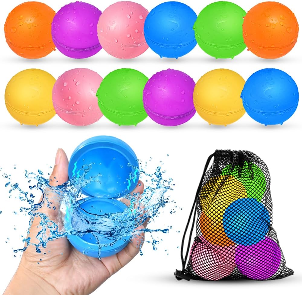 Reusable Water Balloons 12-Pack – Outdoor Splash Toys for Kids Ages 3-12