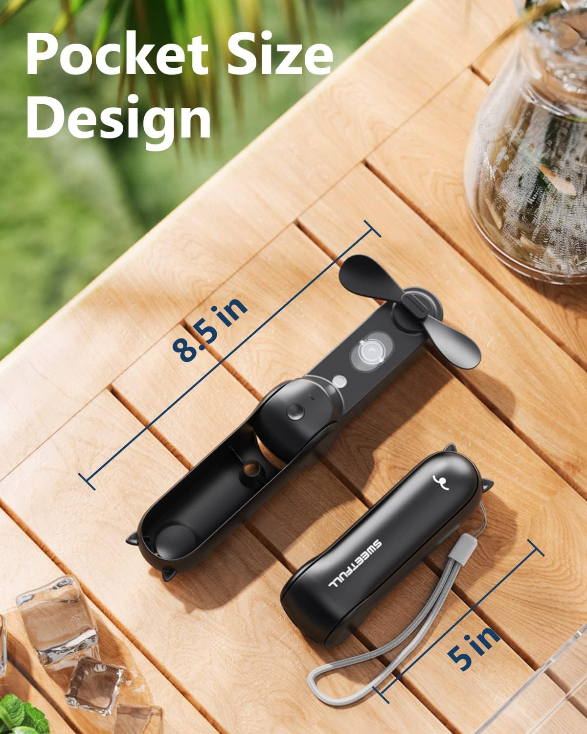 Misting Fan Portable, Handheld Personal Mister Fans, Small Fan Rechargeable, Mini Spray Water Mist, Kids Women Portable Fans For Travel, Outdoors, Hiking, Camping Home Office (Black)