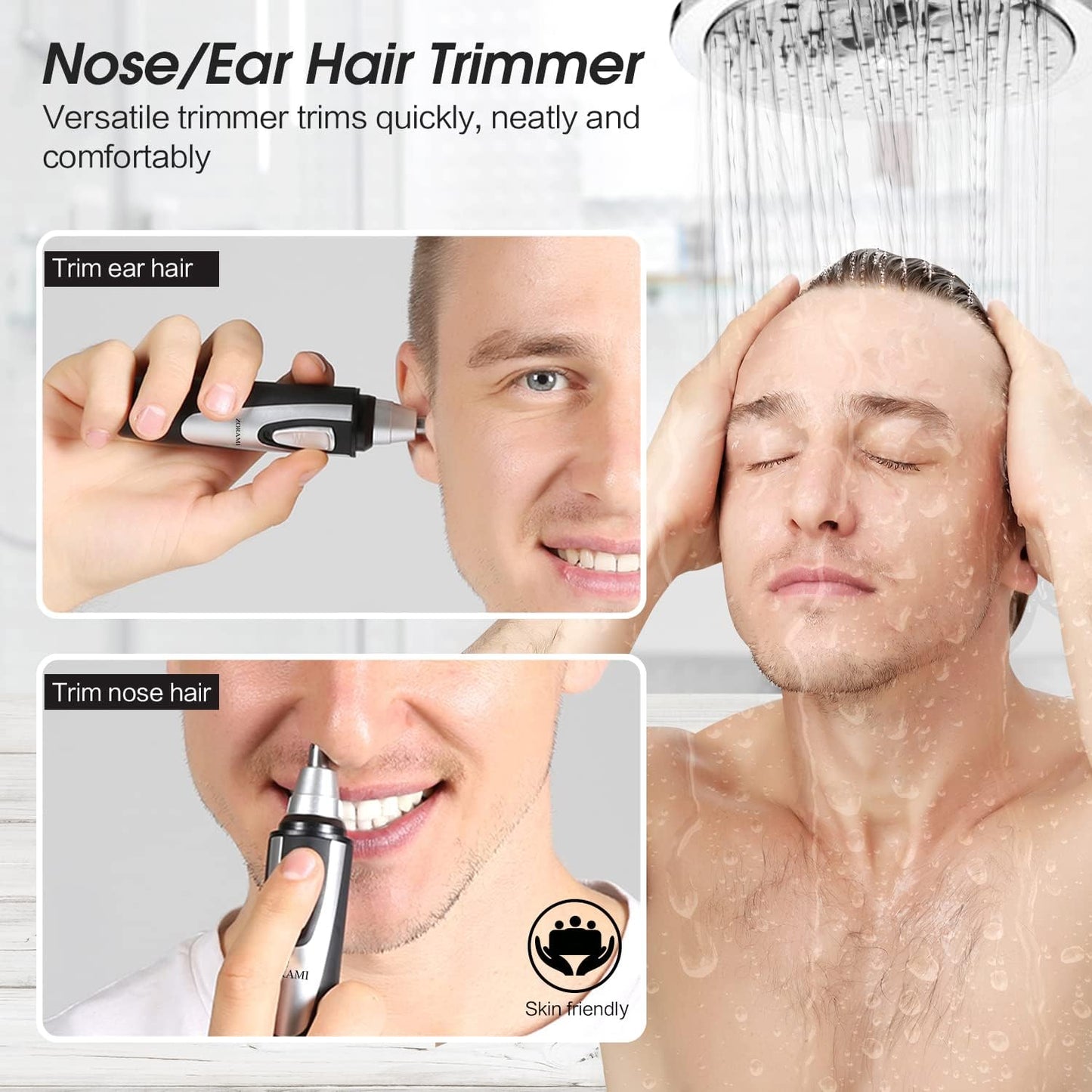 Ear and Nose Hair Trimmer Clipper Painless Eyebrow & Facial Hair Trimmer for Men Women, Battery-Operated Trimmer, Dual Edge Blades for Easy Cleansing