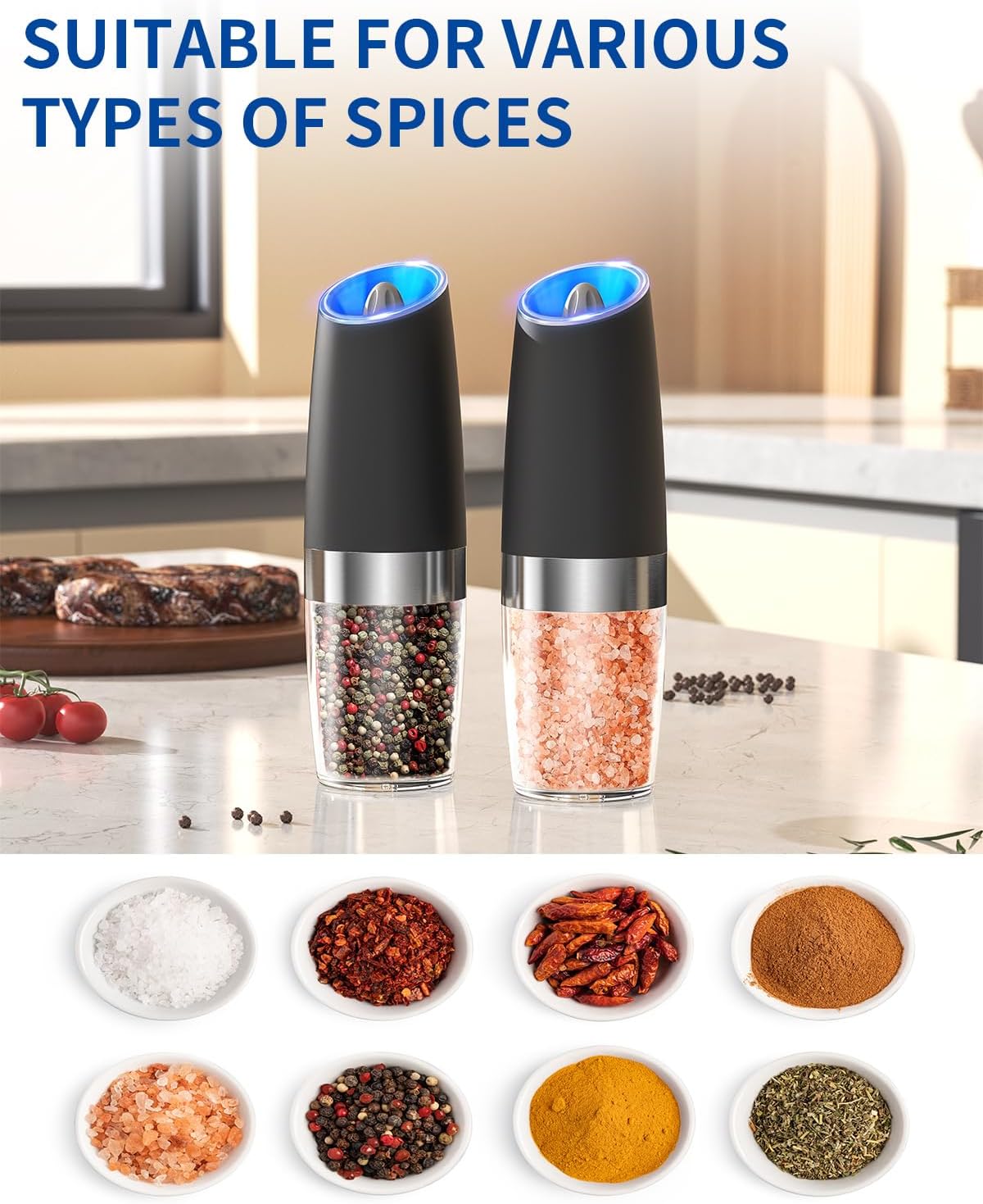 Electric Salt and Pepper Grinder Set of 2