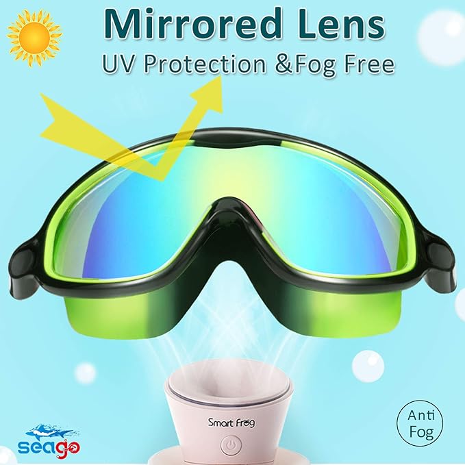Swim Goggles 2 Pack Anti-Fog Anti-UV Wide View Swimming Goggles for Kids 3-14