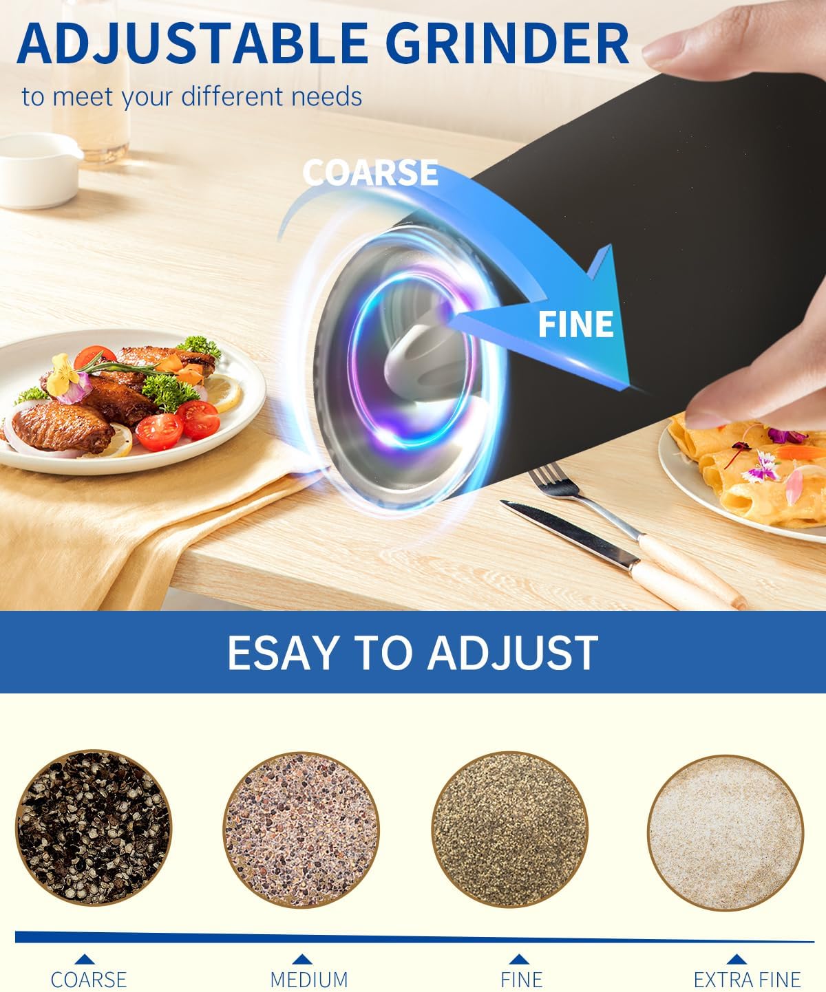 Electric Salt and Pepper Grinder Set of 2
