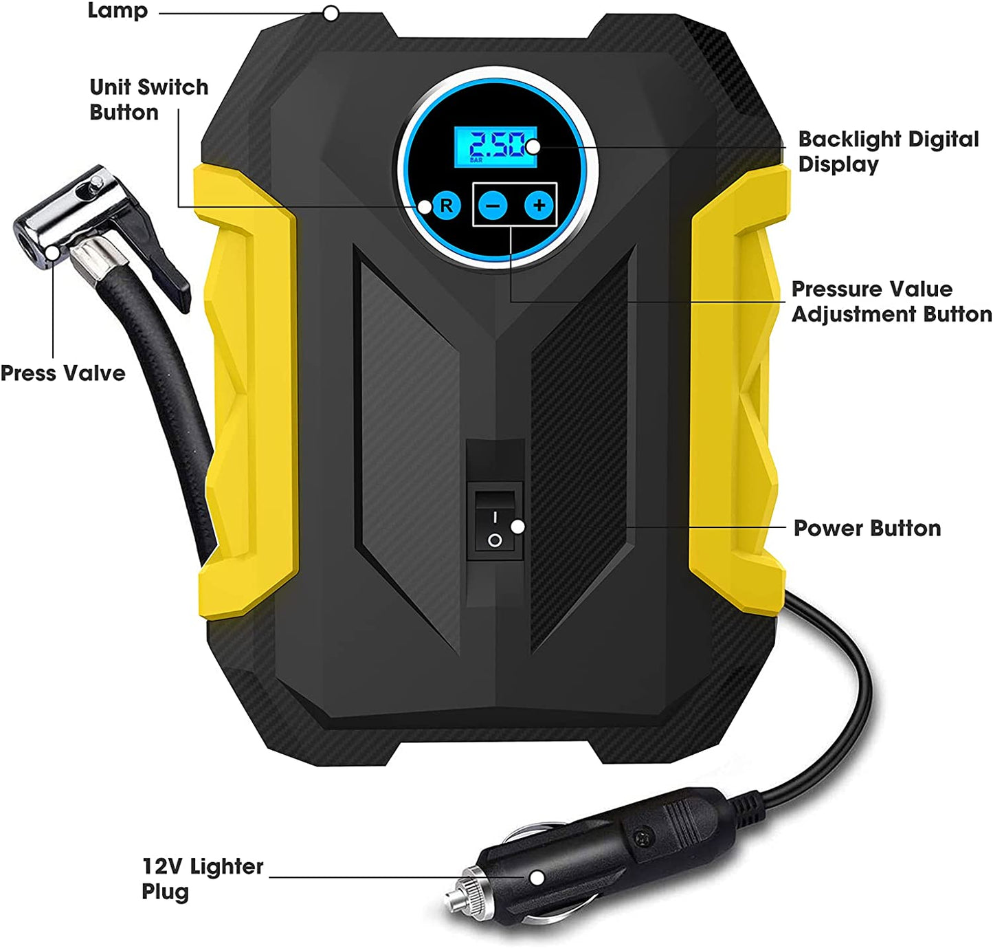 Air Pump Tire Inflator Cordless Air Compressor 12V 150 PSI