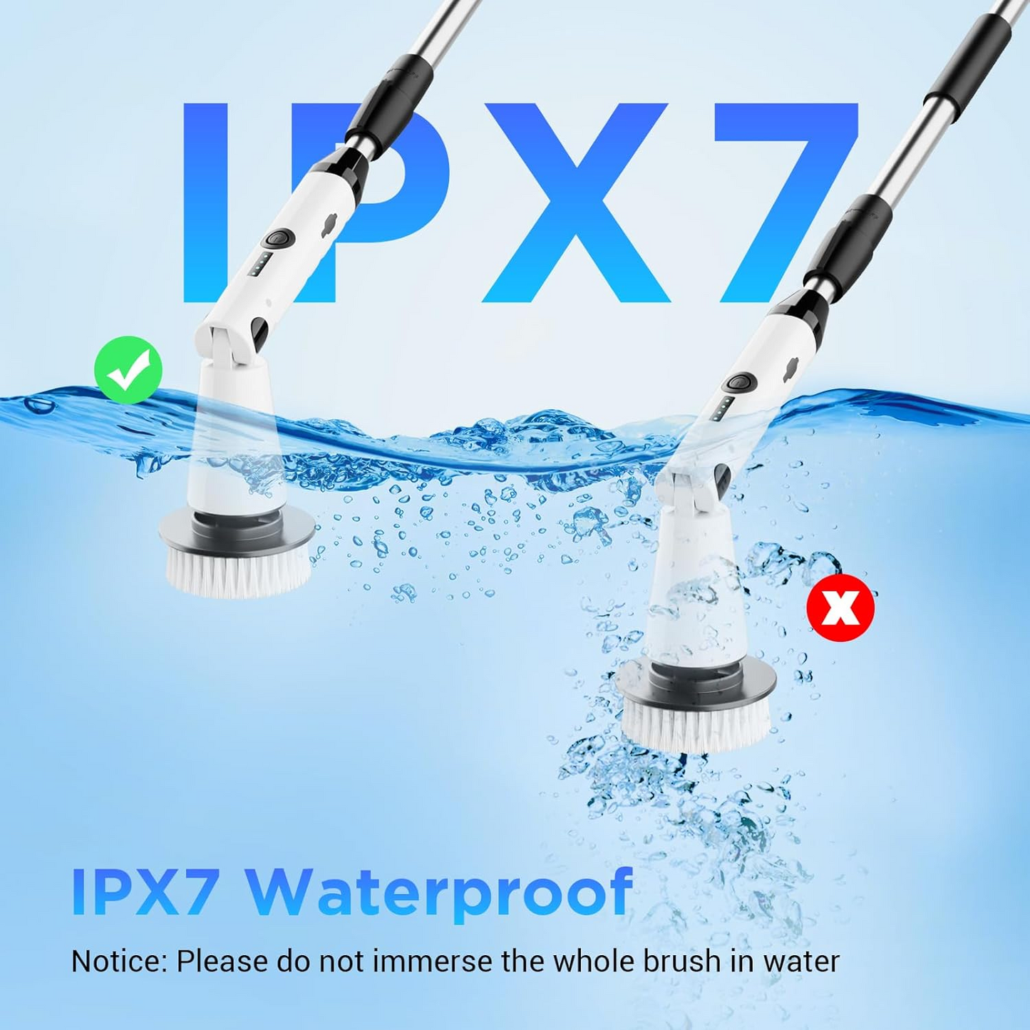 Electric Spin Scrubber - Power Shower Cleaning Brush with Extendable Handle & 4 Brush Heads