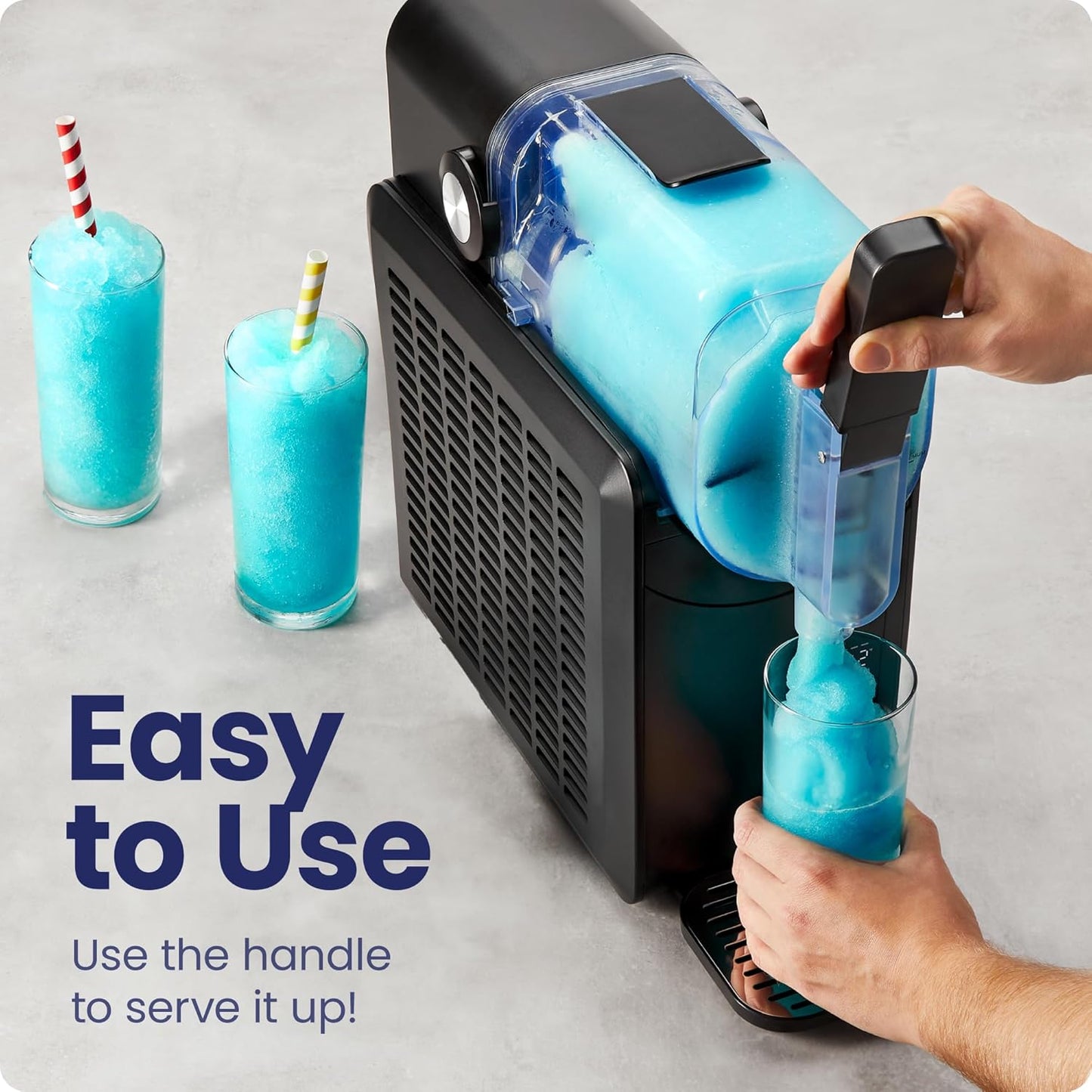 Frozen Drink Maker - Slushie Machine with 5 Presets + Custom Option, Easy-Dispensing Lever for Margaritas & Frappes, Black