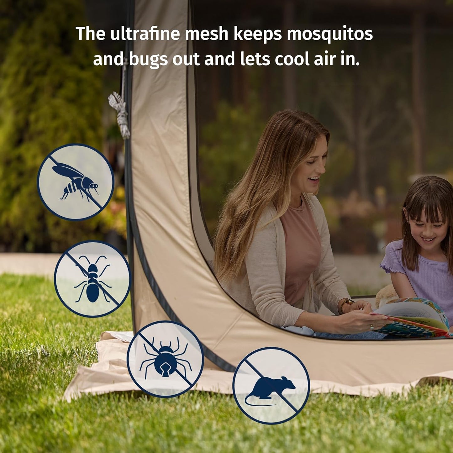 Pop-Up Screen Tent 10x10ft – Portable Canopy for Patio & Backyard, Includes Carry Bag, Beige