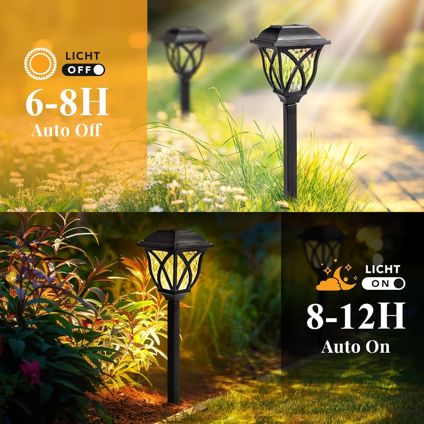 6 Pack Solar Lights Outdoor Waterproof, LED Solar Garden Lights, Outdoor Decorations, Garden Decor for Yard, Patio, Landscape, Planter, Walkway