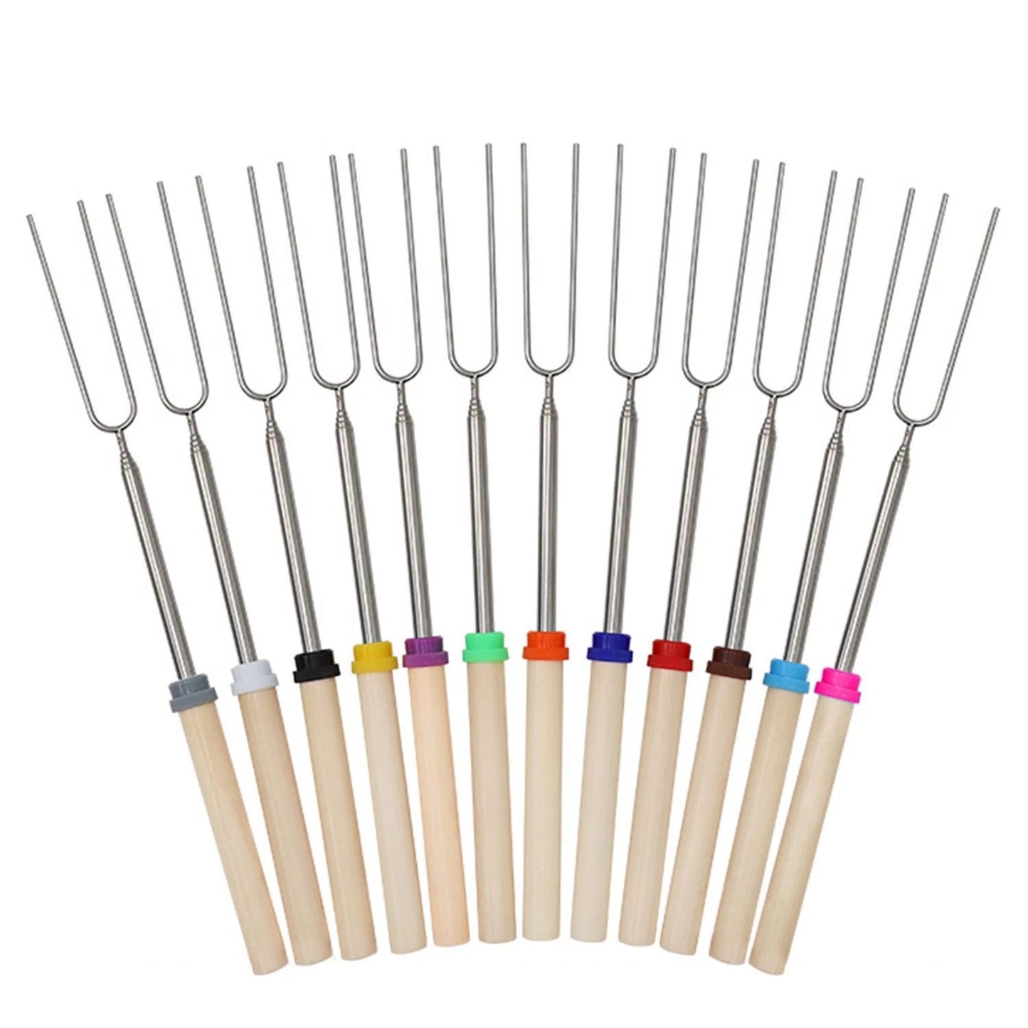 12 Pcs Marshmallow Roasting Sticks 32" Smores Kit Skewers Hot Dog Telescoping Forks Campfire