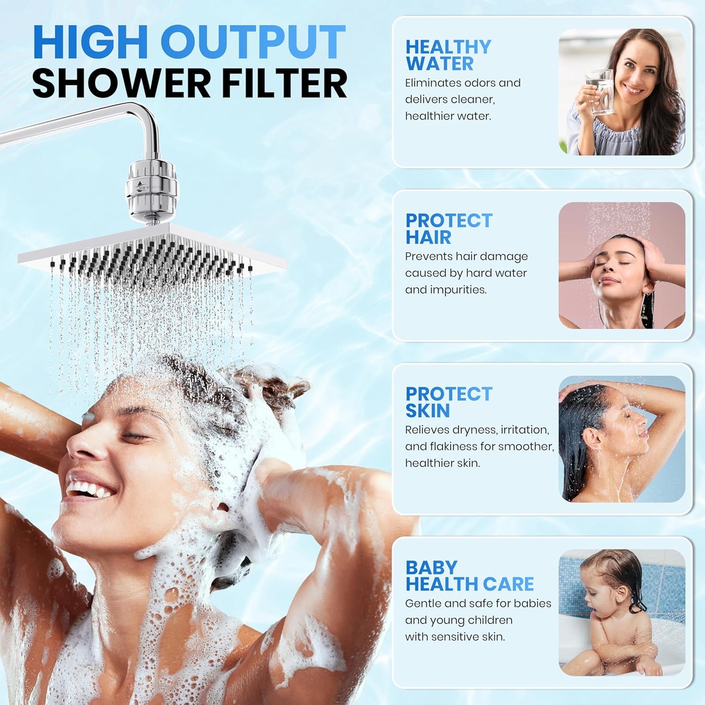 Shower Filter Head for Hard Water Softening with Vitamin C for Healthier Skin, Hair and Nails.