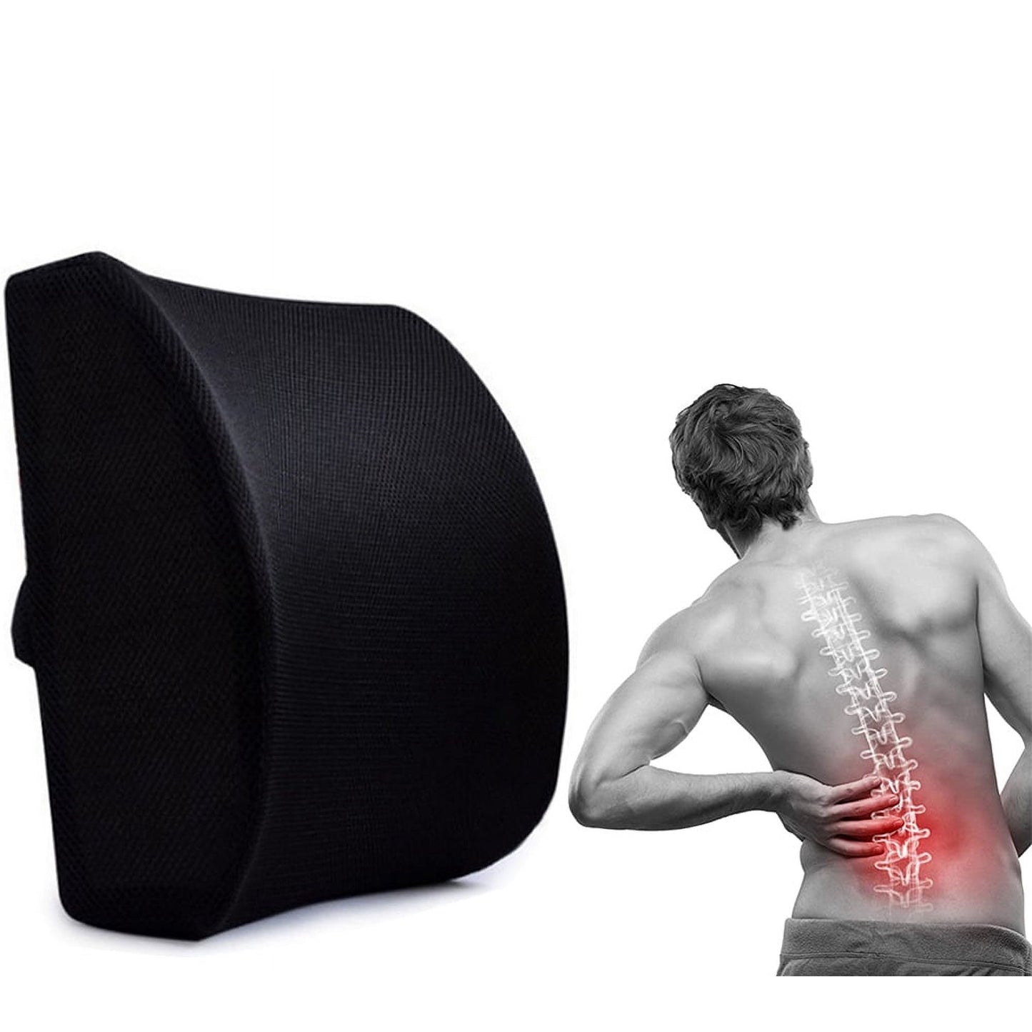Lumbar Support Pillow Car Seat Cushion Chair Lower Back Cushion Office Memory Foam Lumbar Support Back Pillow