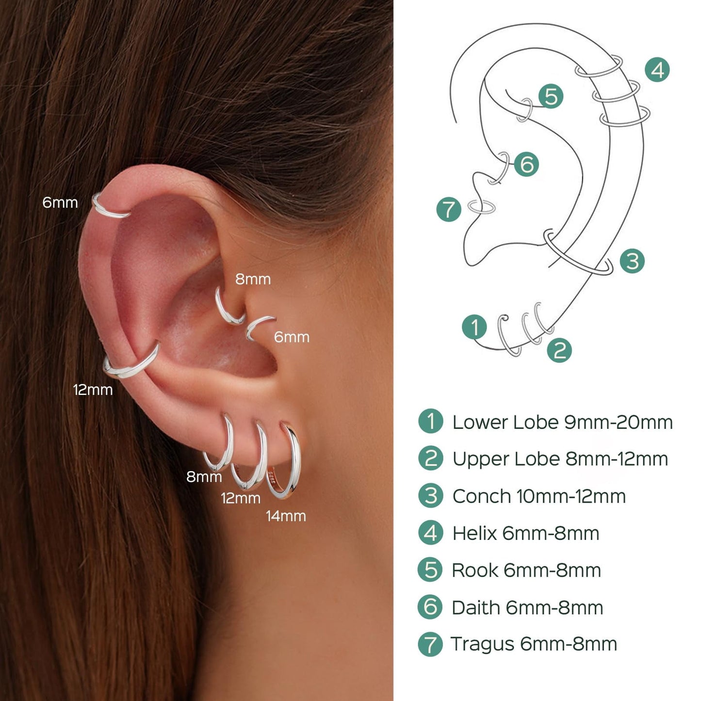 Hypoallergenic 925 Sterling Silver Huggie Earrings for Women Sterling Silver Hoop Earrings for Women 20MM Small Hoops