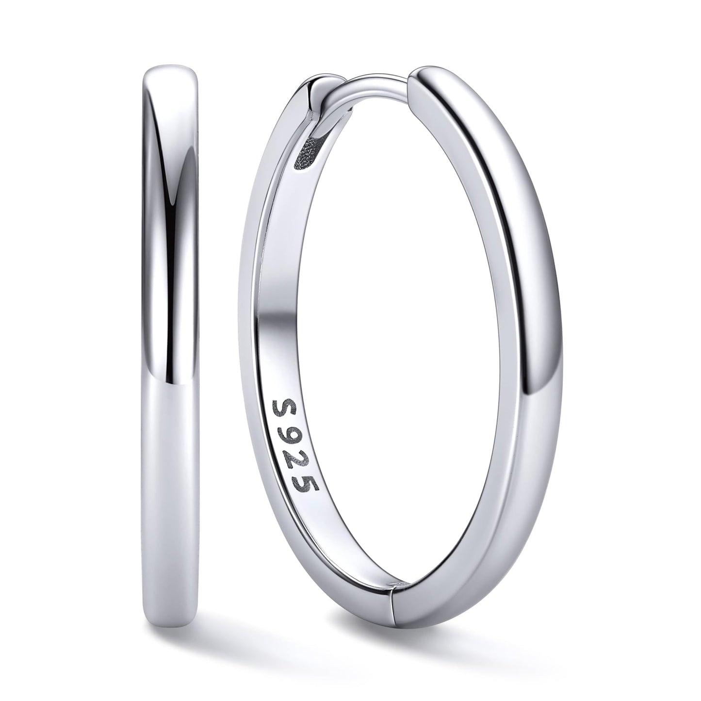 Hypoallergenic 925 Sterling Silver Huggie Earrings for Women Sterling Silver Hoop Earrings for Women 20MM Small Hoops
