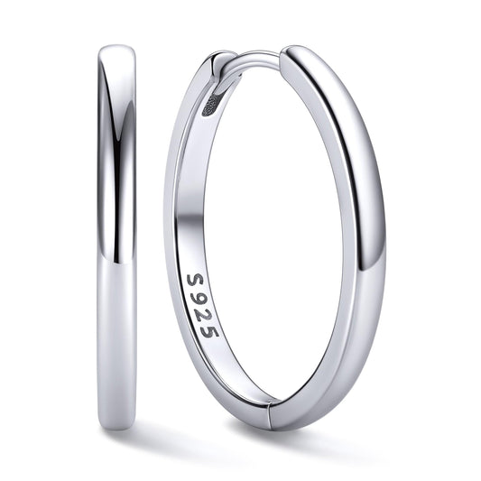 Hypoallergenic 925 Sterling Silver Huggie Earrings for Women Sterling Silver Hoop Earrings for Women 20MM Small Hoops