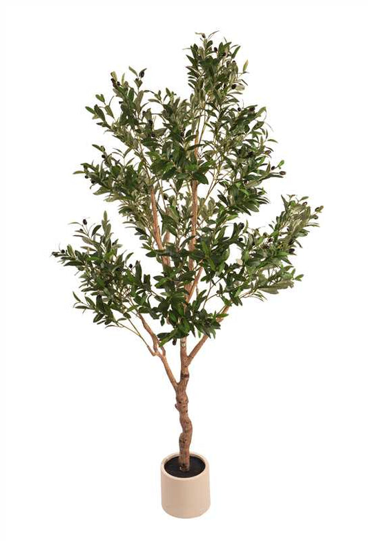 Artificial Olive Trees 7 ft Large Olive Plants with White Planter Home Decor Housewarming Gift