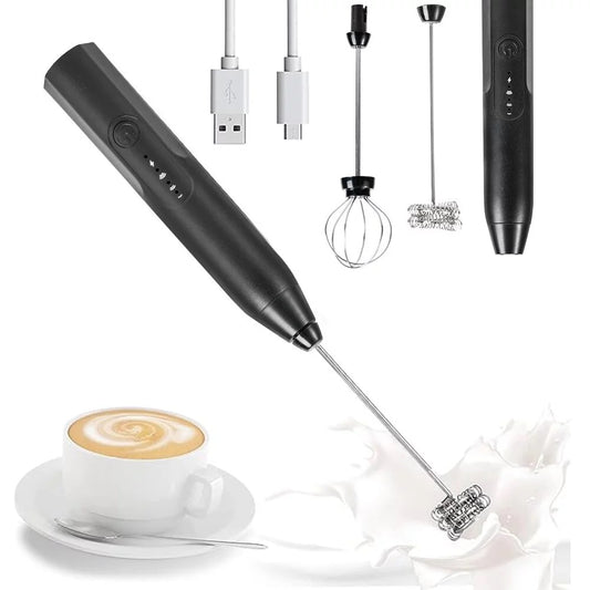 Electric Milk Frother Foamer Handheld 3 Speeds 2 in 1