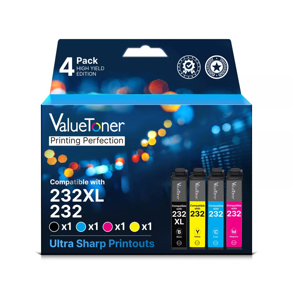 Remanufactured Epson 232XL Ink Cartridges 4-Pack for XP-4205/4200, WF-2930/2950