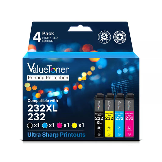 Remanufactured Epson 232XL Ink Cartridges 4-Pack for XP-4205/4200, WF-2930/2950