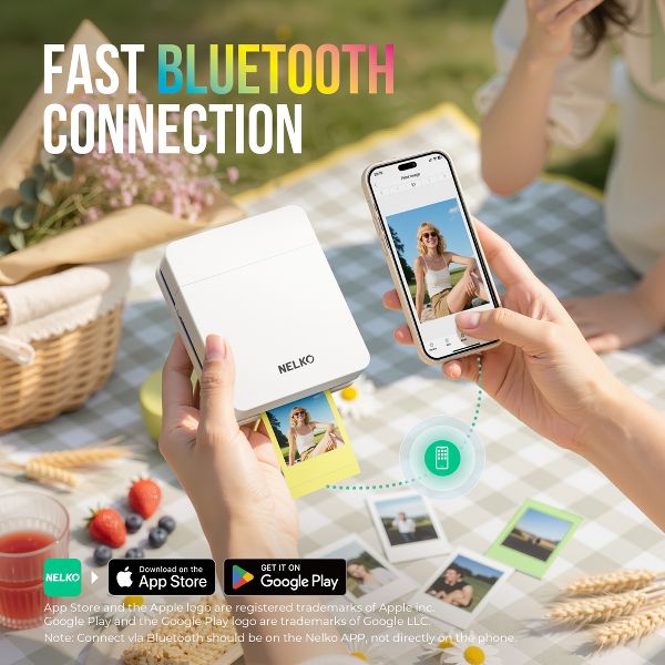 PP01 mini photo printer: Print sticky-back photos instantly from your phone with Bluetooth and the editing app,Beige