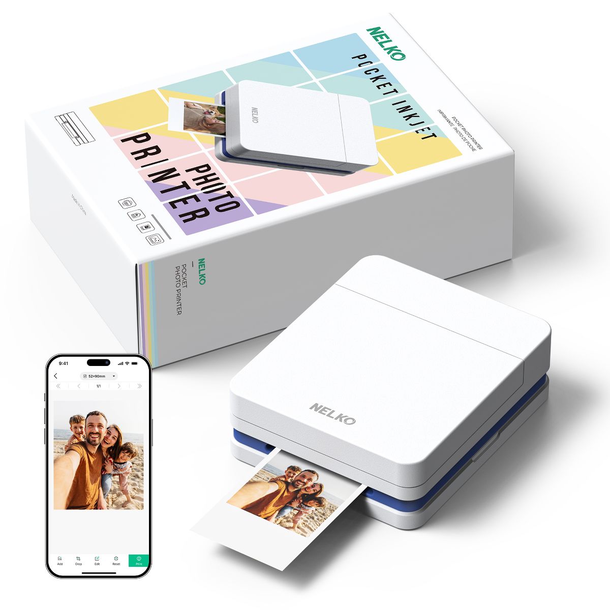PP01 mini photo printer: Print sticky-back photos instantly from your phone with Bluetooth and the editing app,Beige