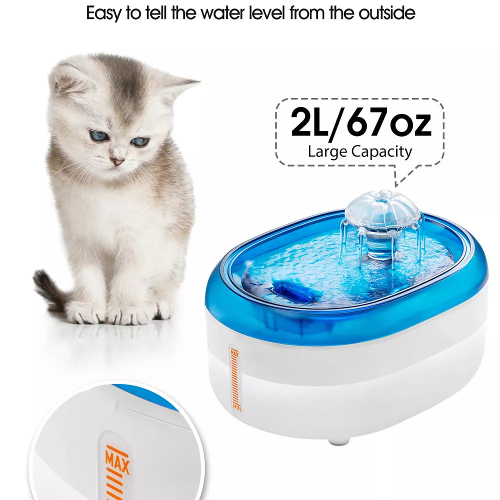 Cat Water Fountain Pet Water Dispenser 2L Ultra Quiet For Indoor Use
