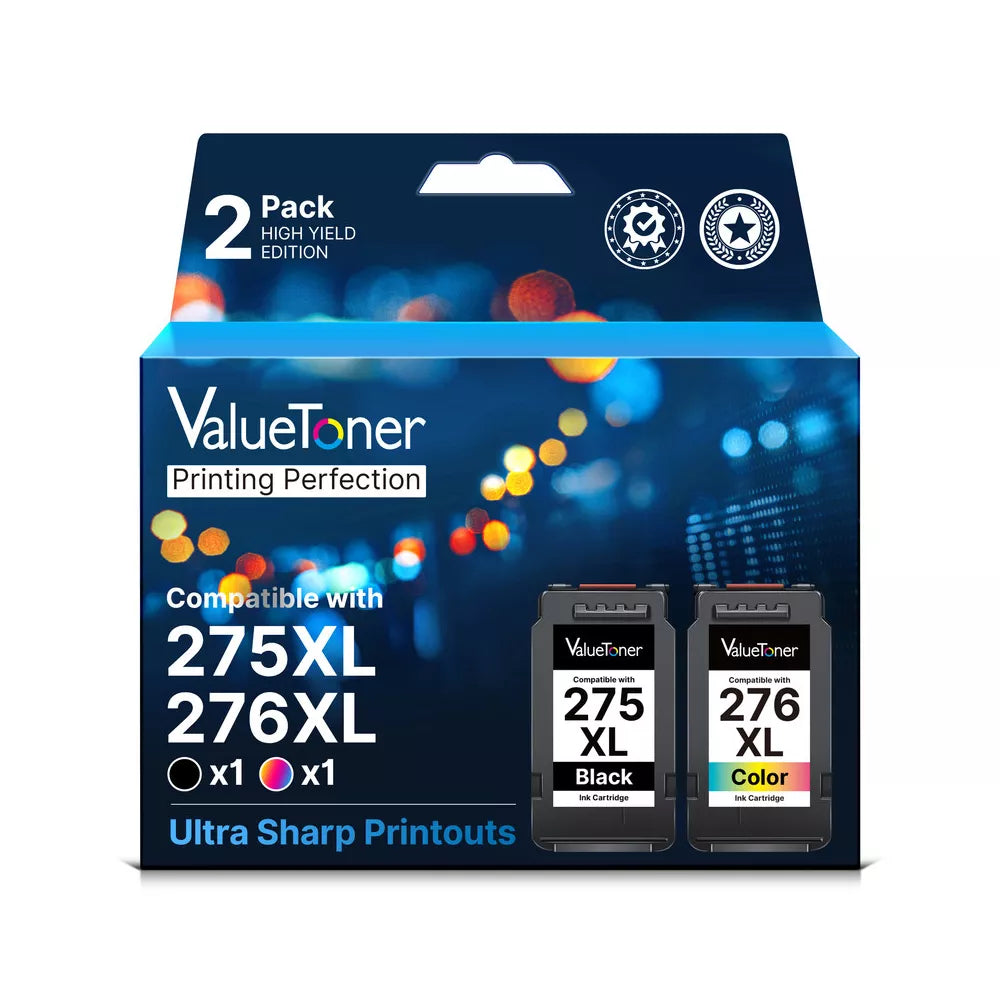 Refurbished 275/276 XL Ink Cartridges 2-Pack for Canon Pixma TR4720/TS3720/TS3522/TR4722/TS3722