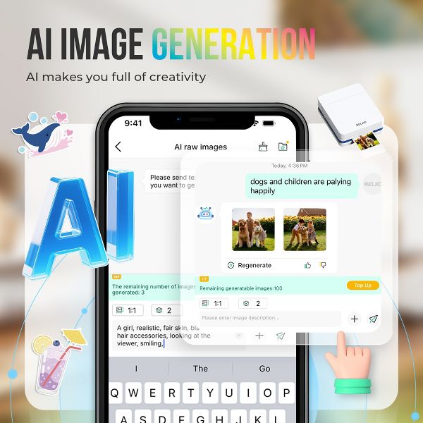 PP01 mini photo printer: Print sticky-back photos instantly from your phone with Bluetooth and the editing app,Beige