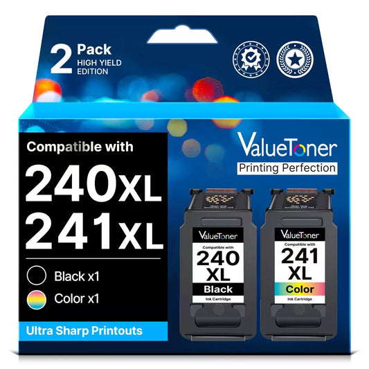 Remanufactured Canon 240XL/241XL Ink 2-Pack for Pixma MG3620/TS5120/MG2120/MG3520/MX452