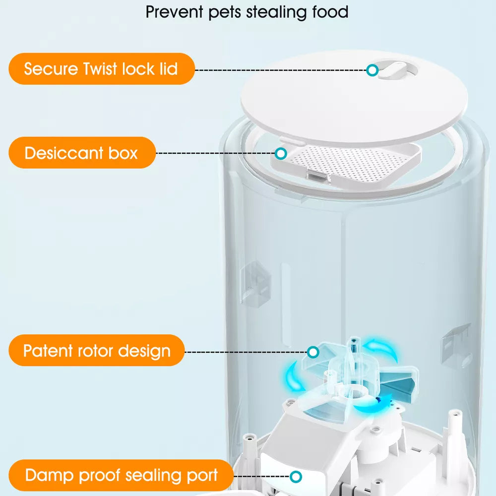 Automatic Cat Feeder Dry Food Dispenser 5L Timed with Portion Control