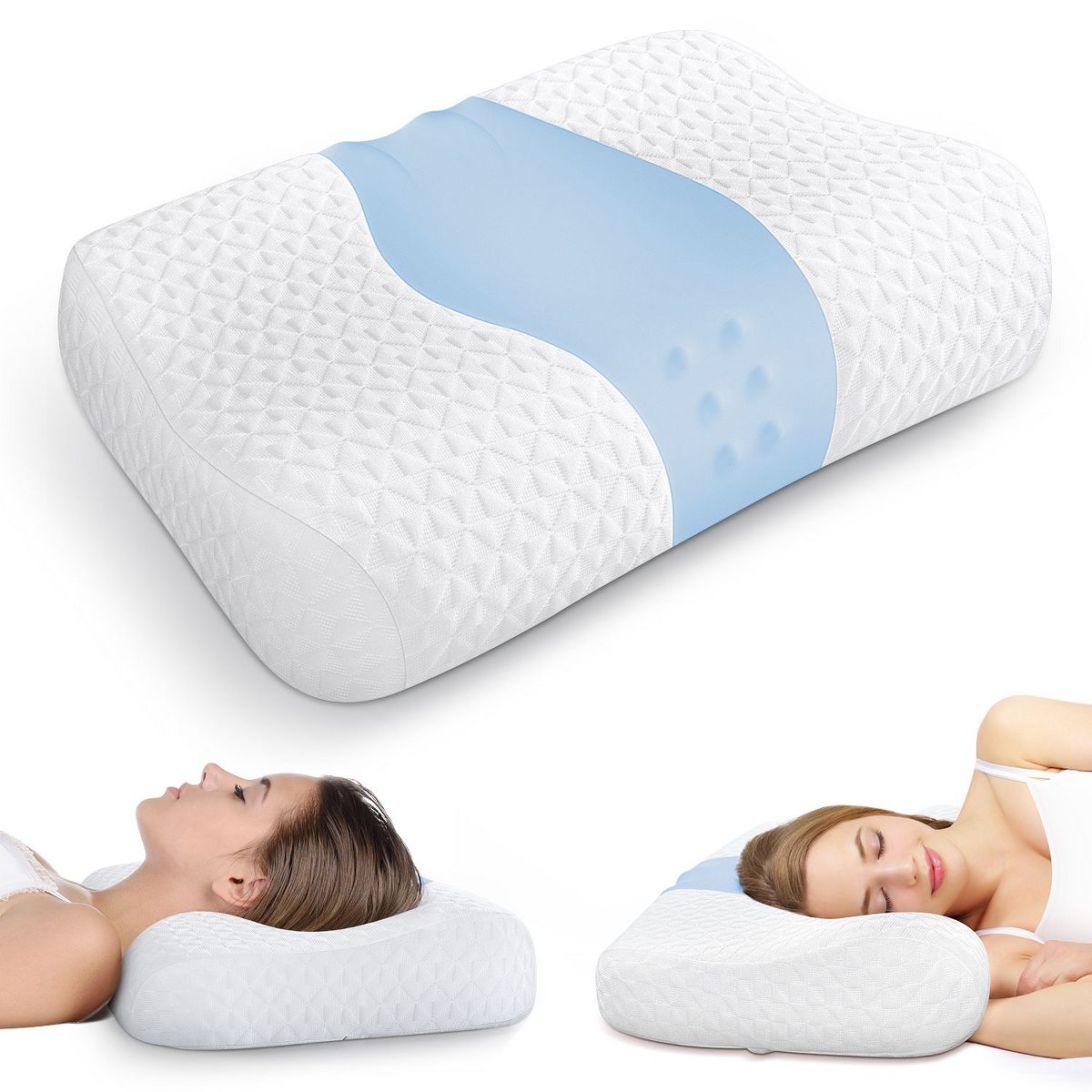 Orthopedic Contour Neck Pillow with Odorless Memory Foam - Perfect for All Sleeping Positions