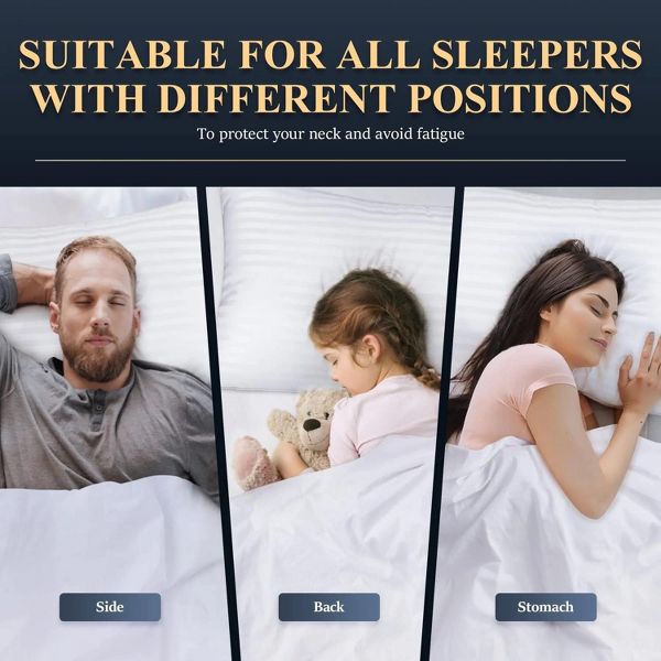 2 Pack Queen Size Bed Pillows for Side and Back Sleeper, with two pillowcases