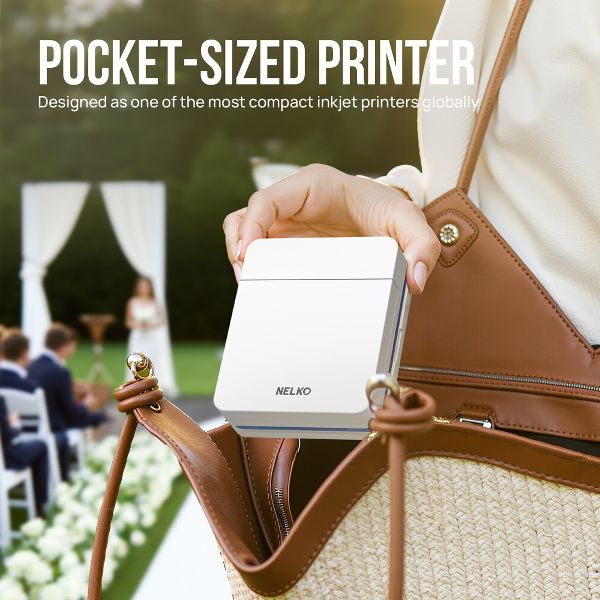 Portable Photo Printer, PP03 Color Mini Photo Printer for iPhone & Android, with 50 Sheets of Photo Paper, Bluetooth Printer for Family, White