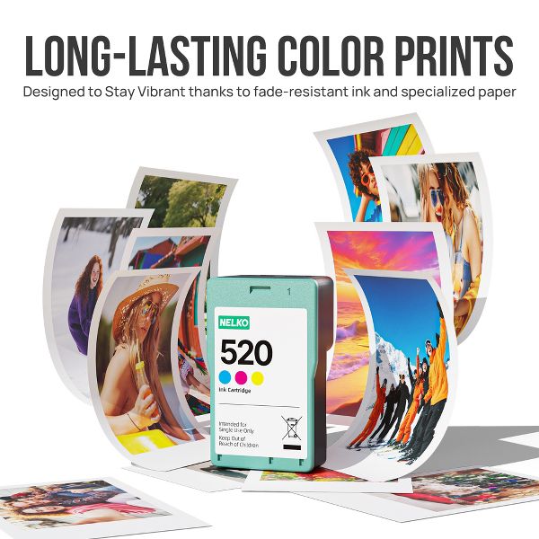 Portable Photo Printer, PP03 Color Mini Photo Printer for iPhone & Android, with 50 Sheets of Photo Paper, Bluetooth Printer for Family, White
