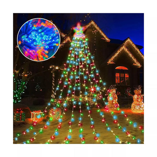 25.8ft Christmas String Lights 350 LED Star Waterfall Lights Christmas Fairy Lights 8 Modes Multicolor Xmas Decor