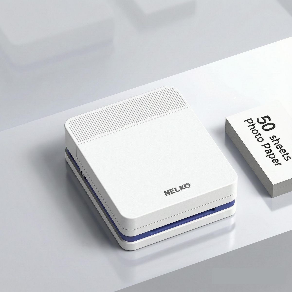 Portable Photo Printer, PP03 Color Mini Photo Printer for iPhone & Android, with 50 Sheets of Photo Paper, Bluetooth Printer for Family, White