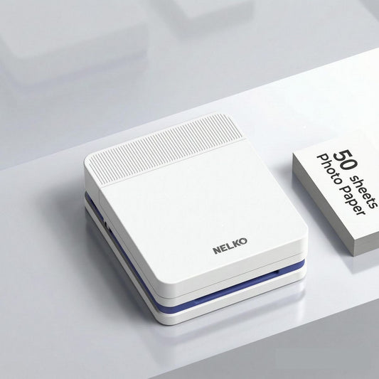 Portable Photo Printer, PP03 Color Mini Photo Printer for iPhone & Android, with 50 Sheets of Photo Paper, Bluetooth Printer for Family, White