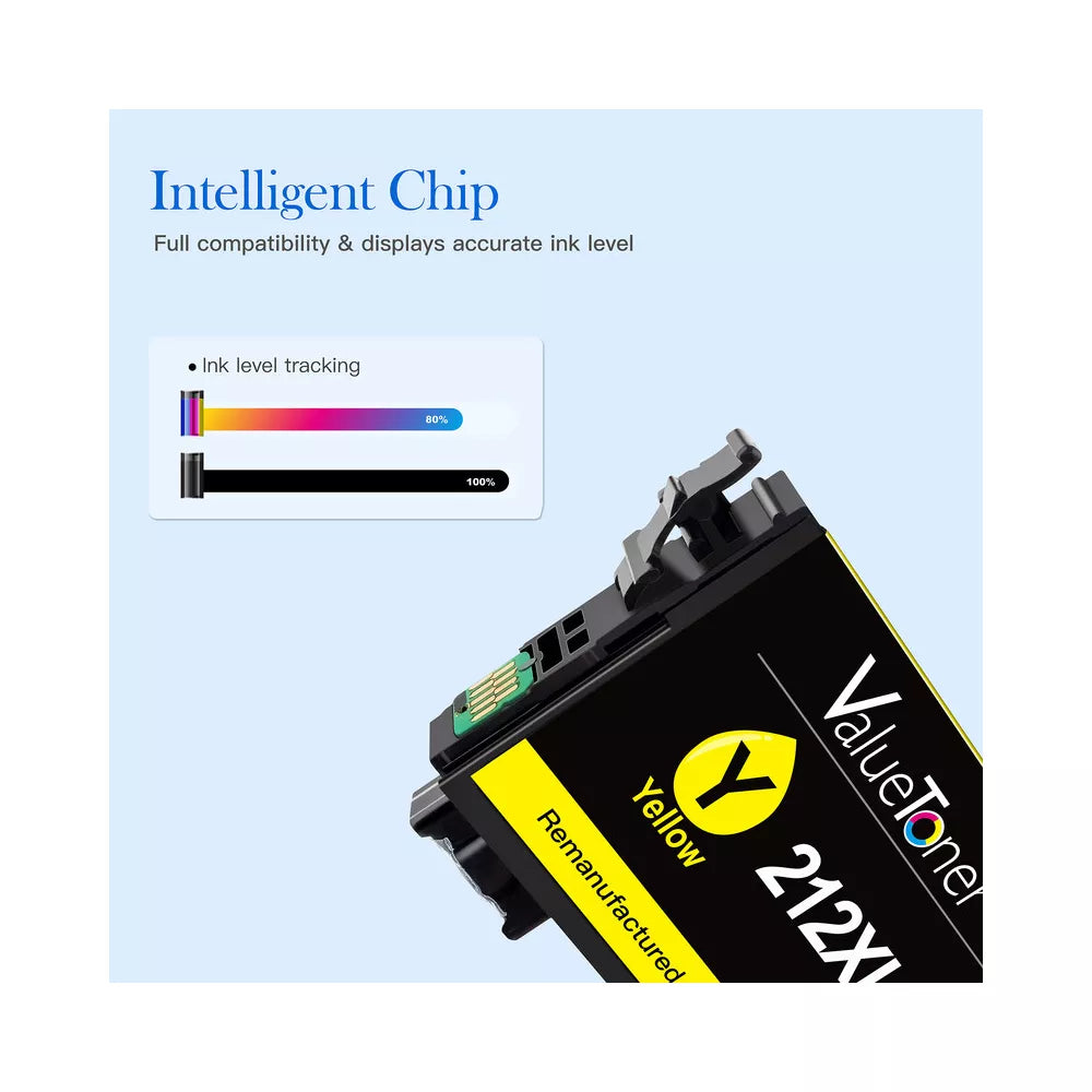 Remanufactured Epson 212XL Ink Cartridges 5-Pack for XP-4100/4105, WF-2850/2830