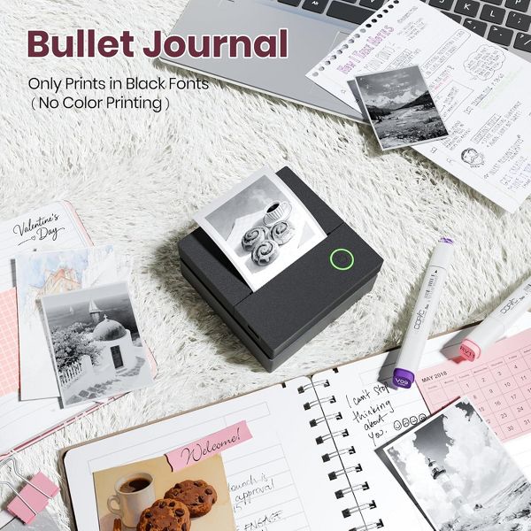 PM290C Inkless Sticker Printer: A portable Bluetooth mini printer for notes, journals & DIY. Comes with 3 paper rolls. The ideal creative gift