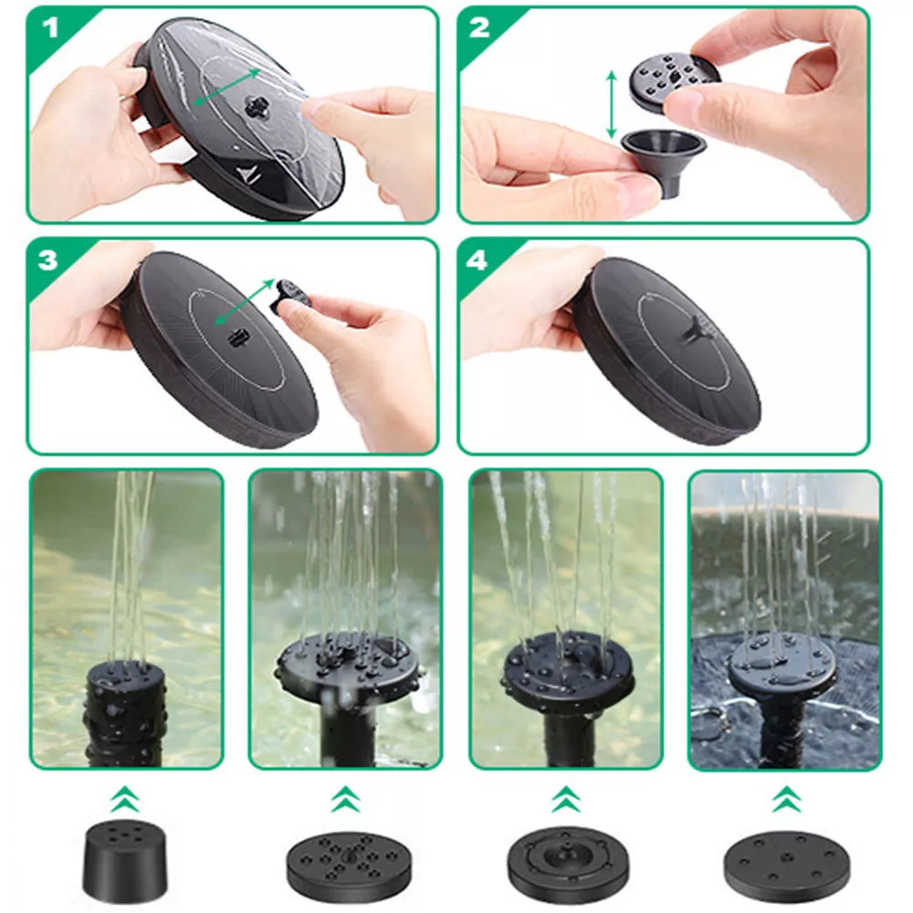 Solar Bird Bath Fountain Pump 4 Nozzle Solar Fountain