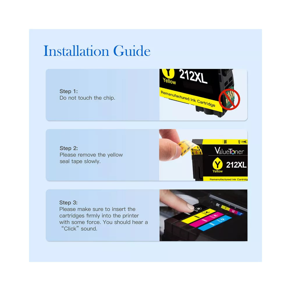 Remanufactured Epson 212XL Ink Cartridges 4-Pack for XP-4100/4105, WF-2850/2830