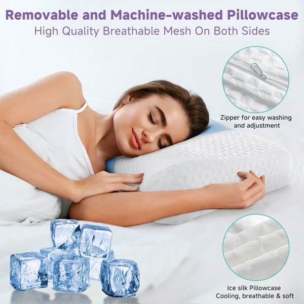Orthopedic Contour Neck Pillow with Odorless Memory Foam - Perfect for All Sleeping Positions