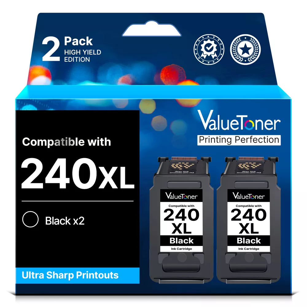Remanufactured Canon 240XL Black Ink 2-Pack for Pixma MG3620/MG2120/MG3120/MG4120
