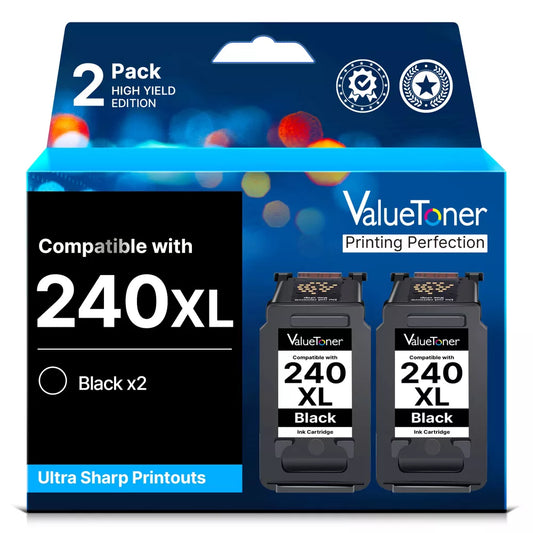 Remanufactured Canon 240XL Black Ink 2-Pack for Pixma MG3620/MG2120/MG3120/MG4120
